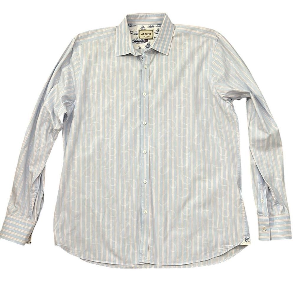 TED BAKER Archive Men's Button Front Shirt Paisley Patter Blue Size‎ 16.5 Neck